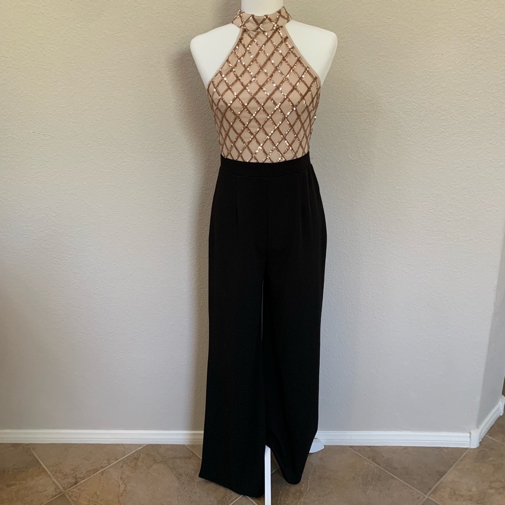 2-toned sequence jumpsuit